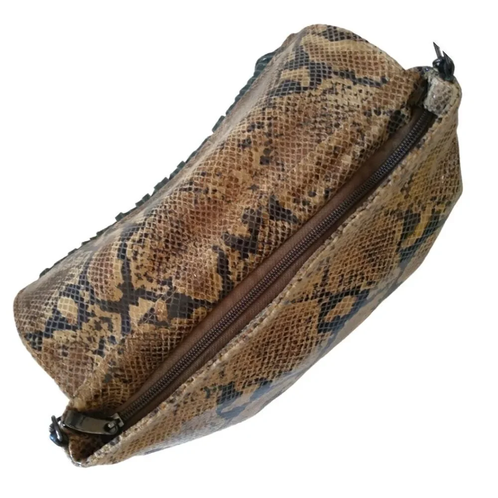 Y2K Animal Print Shoulder Bag Handbag Purse Italy Chain Fringe Leather Biker - Picture 14 of 16